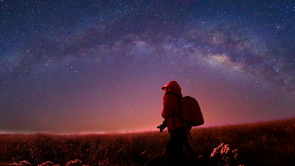 Detail of the milky way, panoramic view UltraWide 21:9 Resolution