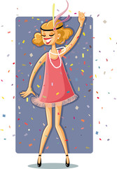 Flapper Party Girl from the Roaring 20s Retro Illustration