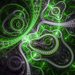 Abstract green fractal matrix, digital artwork for creative graphic design