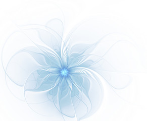 Abstract beautiful blue flower on white background. Fractal