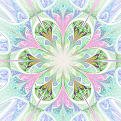 Light colorful fractal flower, digital artwork for creative graphic design