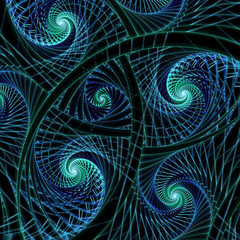Dark blue fractal spirals, digital artwork for creative graphic design