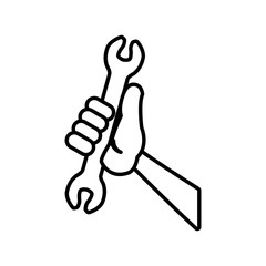 Glove holding wrench icon vector illustration graphic design
