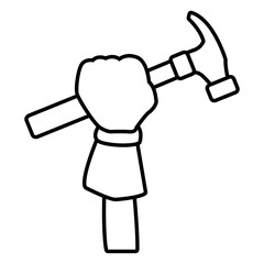 Glove holding hammer icon vector illustration graphic design