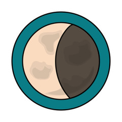 colored waning gibbous moon  over white background  vector illustration