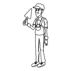 Cartoon worker with tool icon vector illustration graphic design