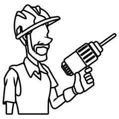 Cartoon worker with tool icon vector illustration graphic design