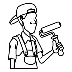 Cartoon painter with tool icon vector illustration graphic design