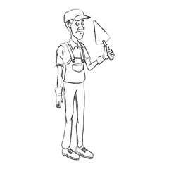 Cartoon worker with tool icon vector illustration graphic design