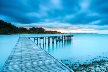 Obraz premium Kao Laem Ya and Samed National Park. The long exposure of sea landscape at sunrise, rayong province, Thailand.
