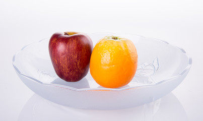 glass bowl with food on a background