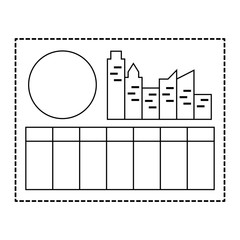 flat line  uncolored picture board sticker over white background  vector illustration