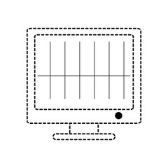 flat line uncolored screen sticker  over white  background  vector illustration