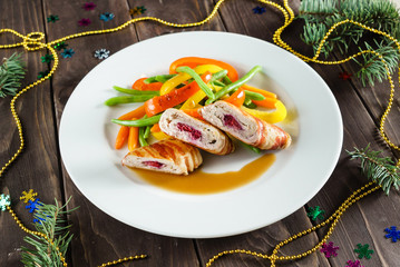 stuffed chicken with vegetables