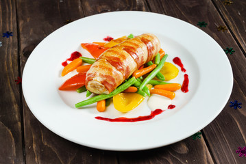 stuffed chicken with vegetables