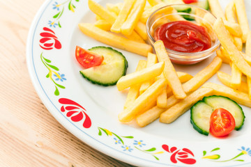French fries potatoes with ketchup