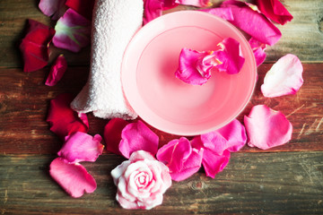 rose petals in bowl