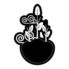 flat line monochromatic tree over white background  vector illustration