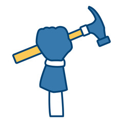 Glove holding hammer icon vector illustration graphic design