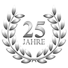 Lorbeerkranz 25, Silber auf weißem Hintergrund