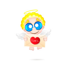 Beautiful and pretty cartoon little angel
