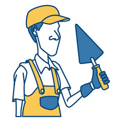 Cartoon worker with tool icon vector illustration graphic design