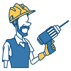 Cartoon worker with tool icon vector illustration graphic design