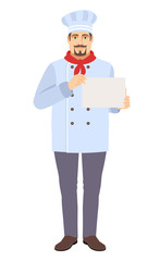 Chef showing the blank pape