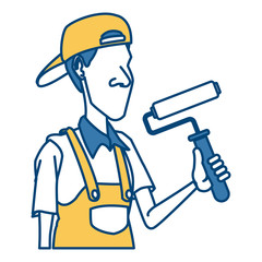 Cartoon painter with tool icon vector illustration graphic design