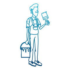 Cartoon painter with tool icon vector illustration graphic design