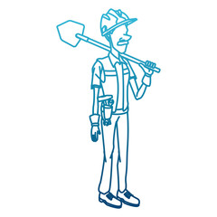 Cartoon worker with tool icon vector illustration graphic design