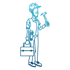 Cartoon worker with tool icon vector illustration graphic design