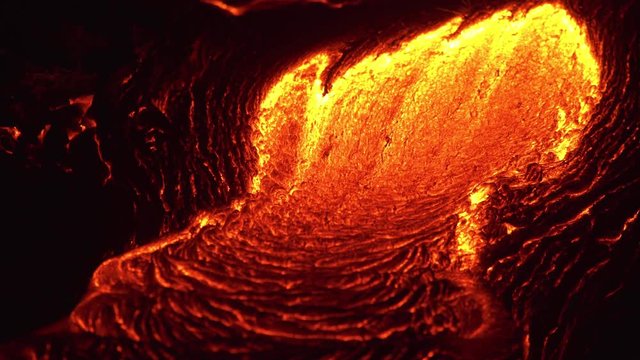 Lava flow close up 2 Night Glowing Hot flow from Kilauea Active Volcano Puu Oo Vent Active Volcano Magma