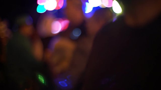 West Hollywood, California large halloween parade with costumes and party scene at night