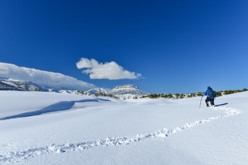 climber alone in winter