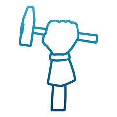 Glove holding hammer icon vector illustration graphic design