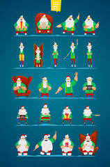 Big Santa Claus characters  set for your design
