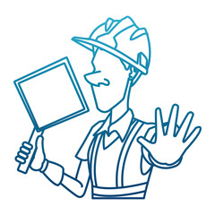 Cartoon worker with tool icon vector illustration graphic design