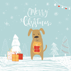 Cute Christmas gift card with quote Merry Christmas
