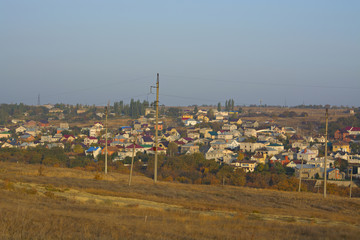 the view from the mountains in Kirovsky district of Volgograd Russia in a Sunny morning