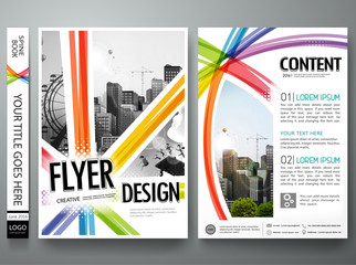 Abstract colorful rainbow square pattern on cover book presentation. Portfolio design vector. Minimal brochure report business flyers magazine poster template.