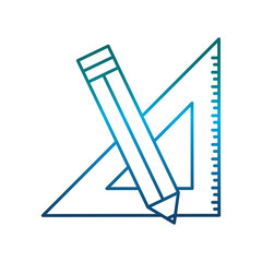 squad ruler and pencil utensil icon over white background vector illustration