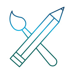 paint brush and pencil utensil icon over white background vector illustration