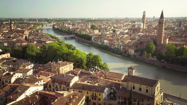Verona old town from the castle hill, Italy