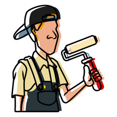 Cartoon painter with tool icon vector illustration graphic design