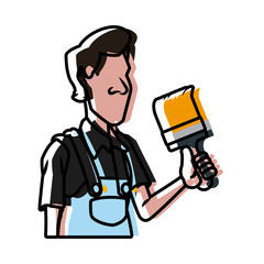 Cartoon painter with tool icon vector illustration graphic design