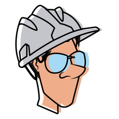 Cartoon worker with tool icon vector illustration graphic design