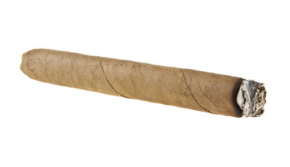 cigar isolated on white background closeup