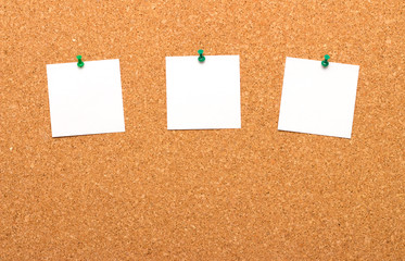 Fototapeta premium three notes pinned on cork Board