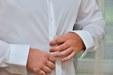 Fototapeta premium Grooms morning preparation.